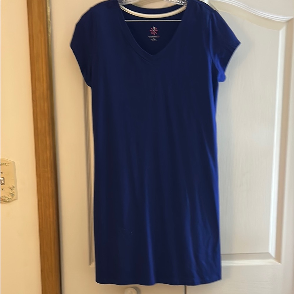 Isaac Mizrahi Blue Relaxed Short Sleeve T-Shirt Dress